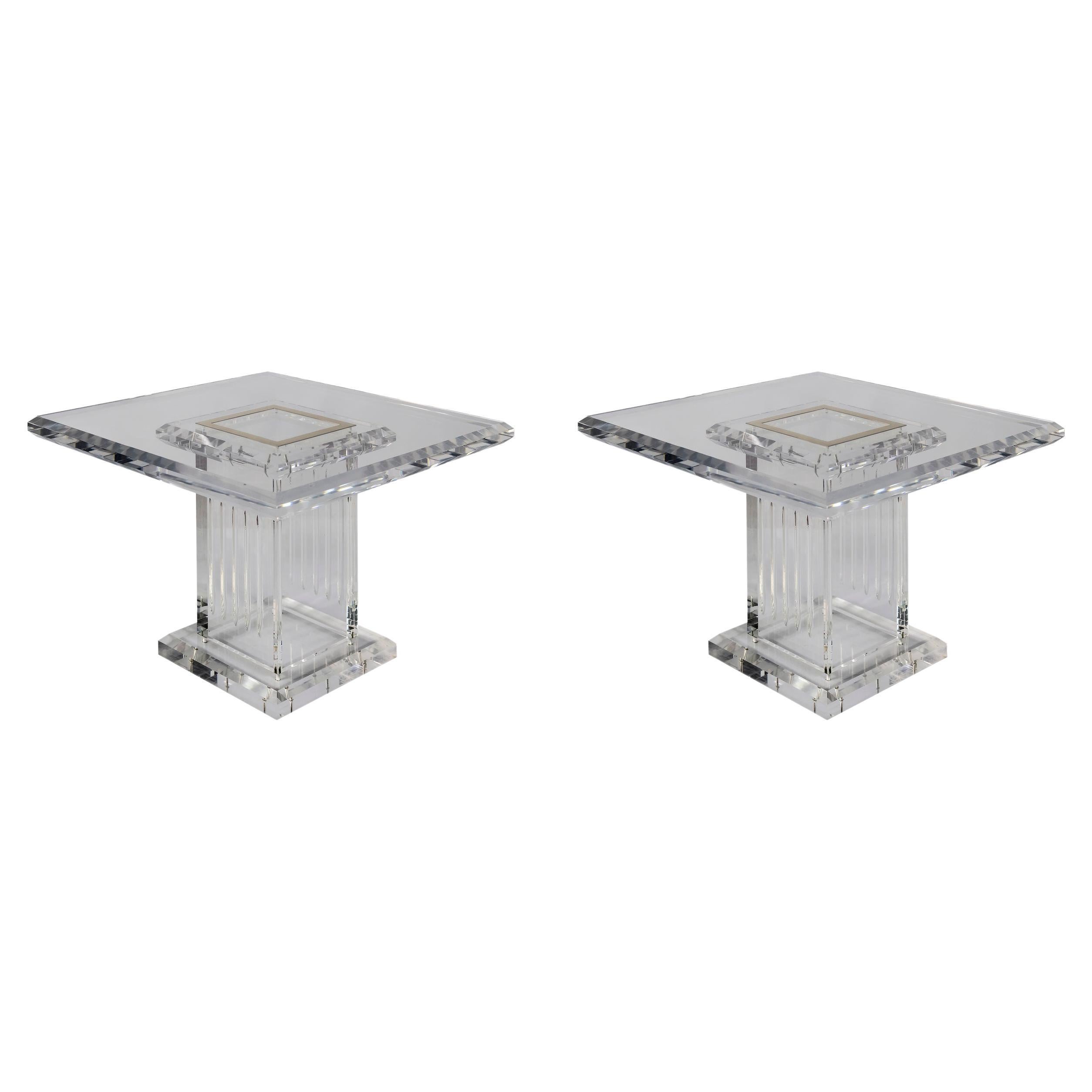 Pair of Mid-Century Italian Plexiglass Side/ Sofa Tables