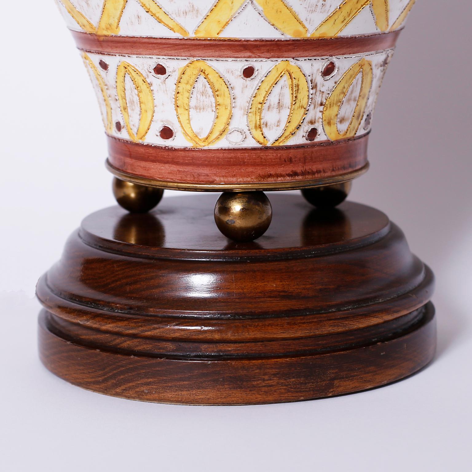 20ième siècle Paire de lampes de table en poterie italienne du milieu du siècle dernier en vente
