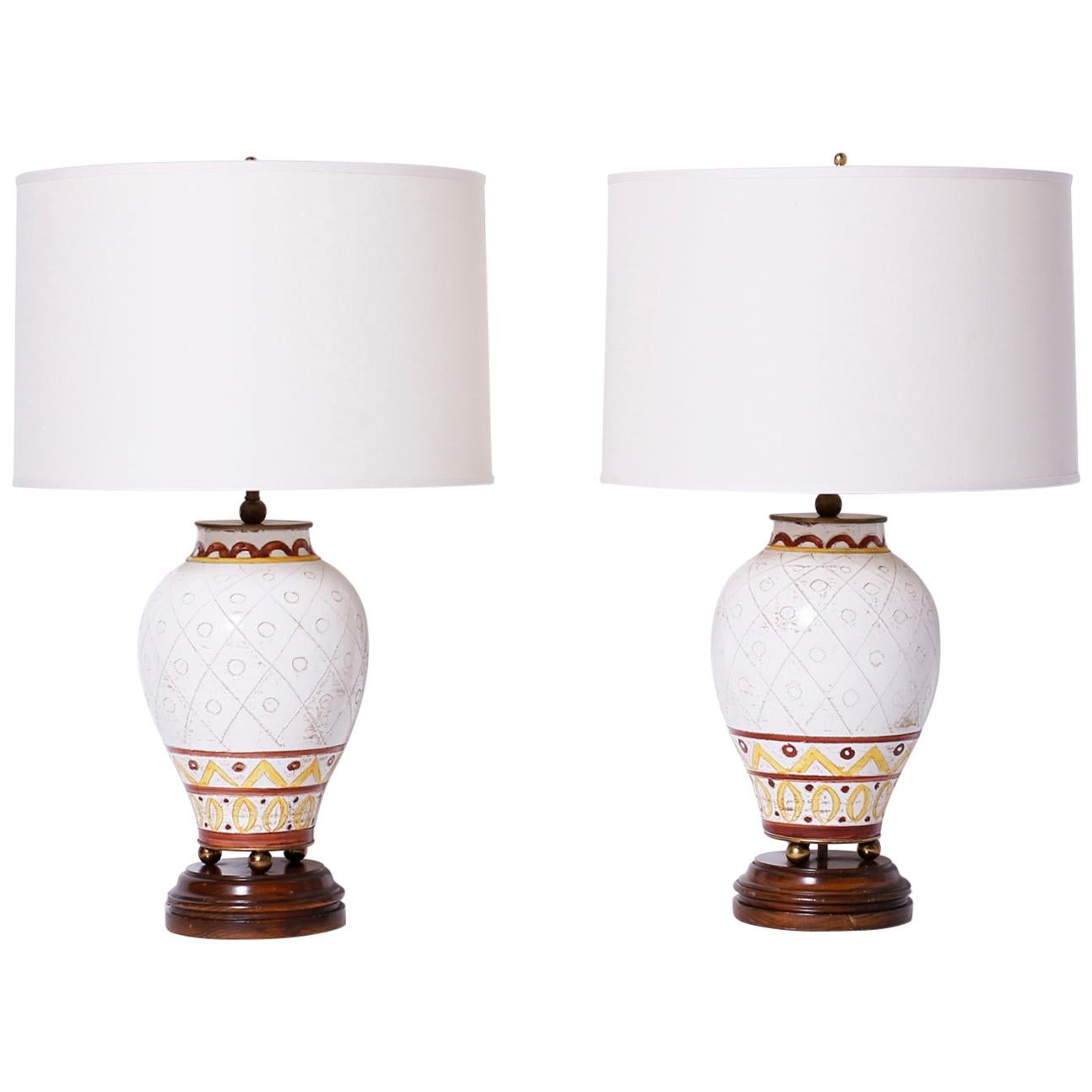Pair of Midcentury Italian Pottery Table Lamps
