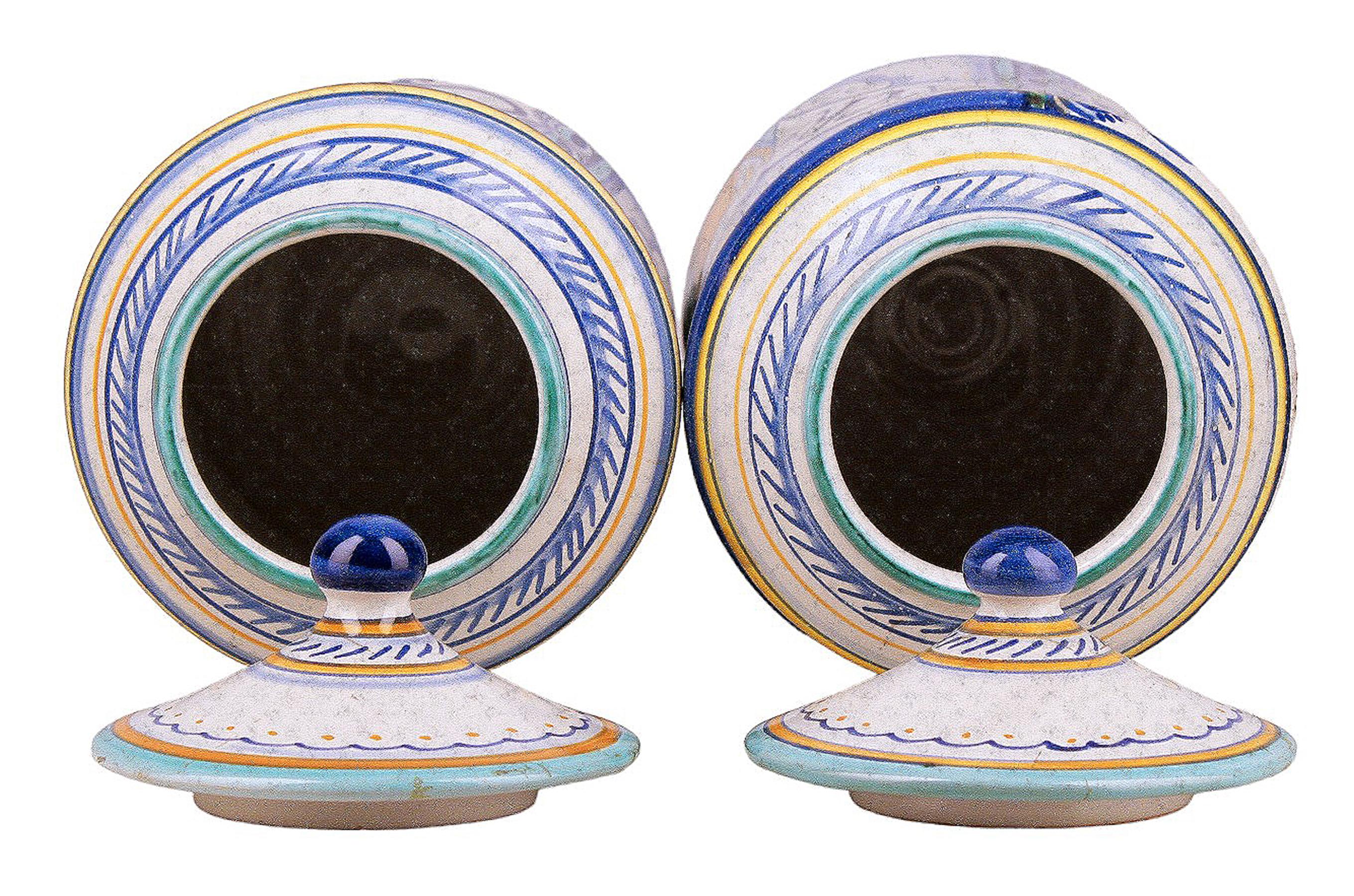 Mid-20th Century Pair of Mid-Century Italian Renaissance Revival Ceramic Jars by Fratelli Mari For Sale
