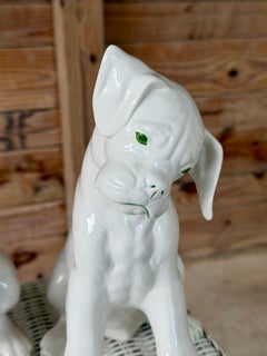 Pair of Mid-Century Italian Ronzan Ceramic Boxer Puppy Figures