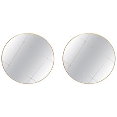Pair of Mid Century Italian Round Heavy Gilt Mirrors