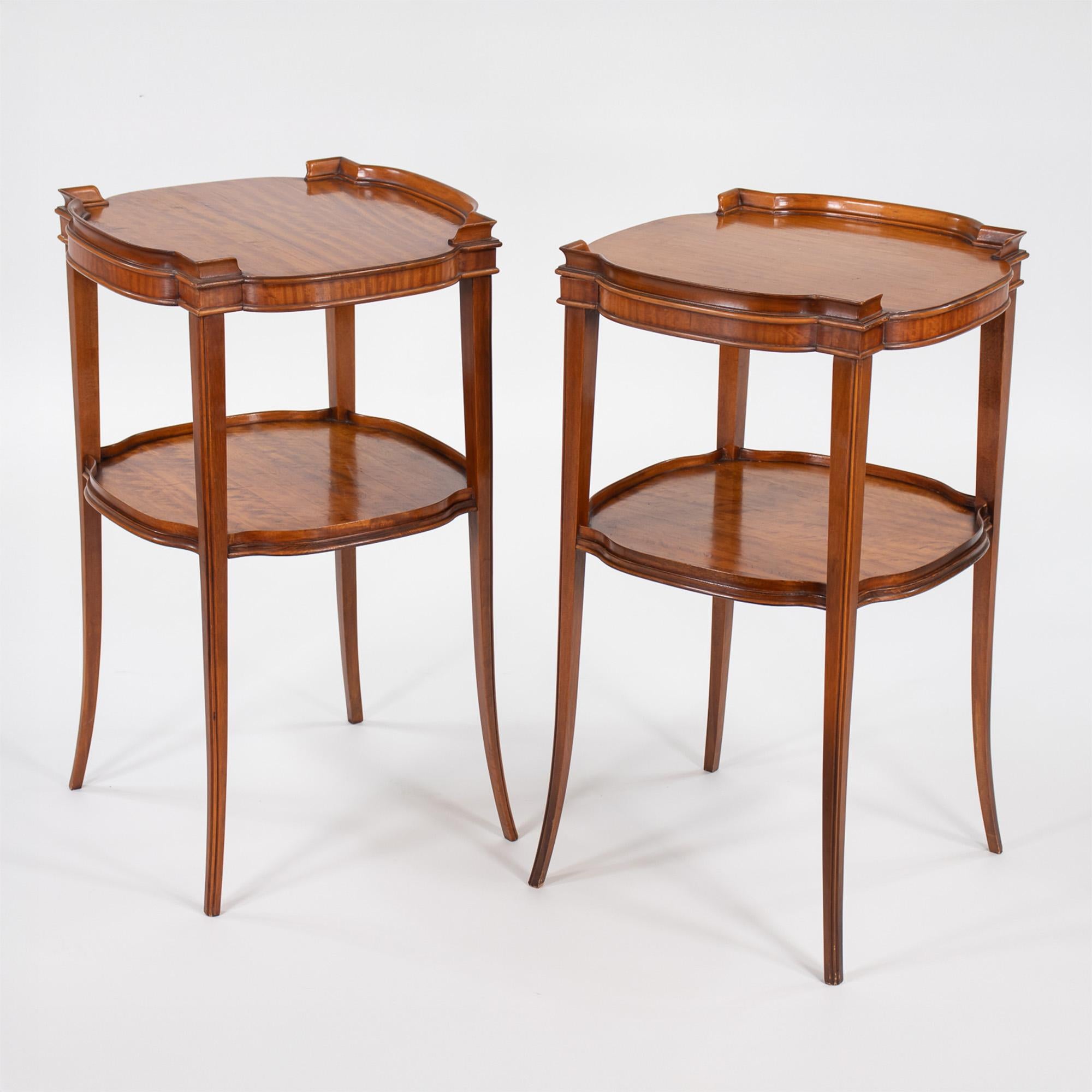 Pair of Mid-Century Italian Satinwood Veneered End Tables For Sale 12