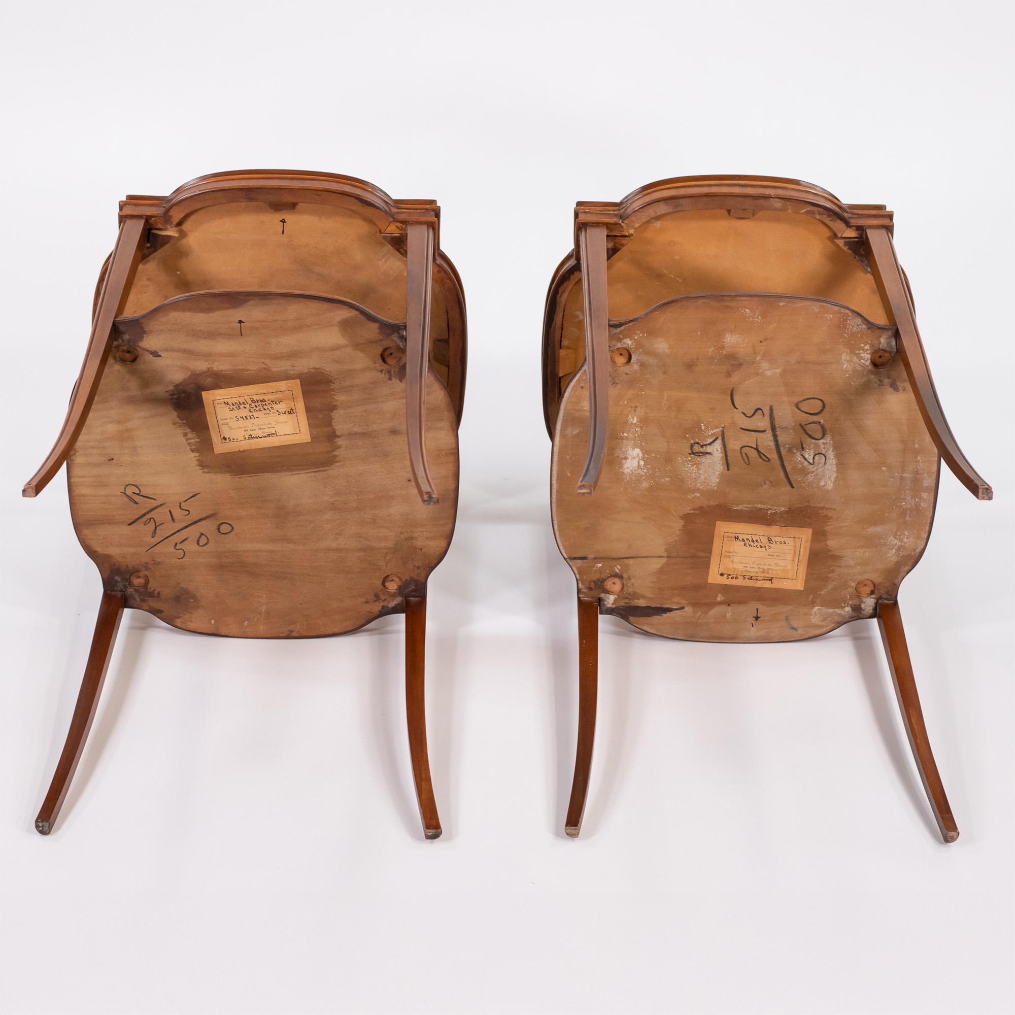 Pair of Mid-Century Italian Satinwood Veneered End Tables For Sale 1