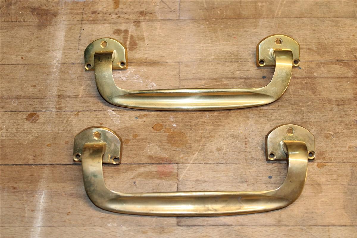 Pair of midcentury Italian solid crass handles, 1950s.