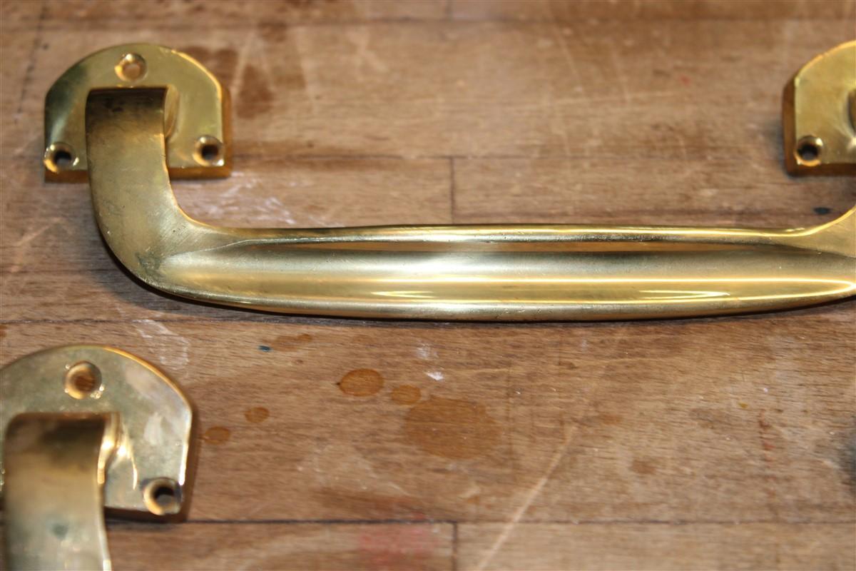 Mid-Century Modern Pair of Mid-Century Italian Solid Brass Handles, 1950s For Sale