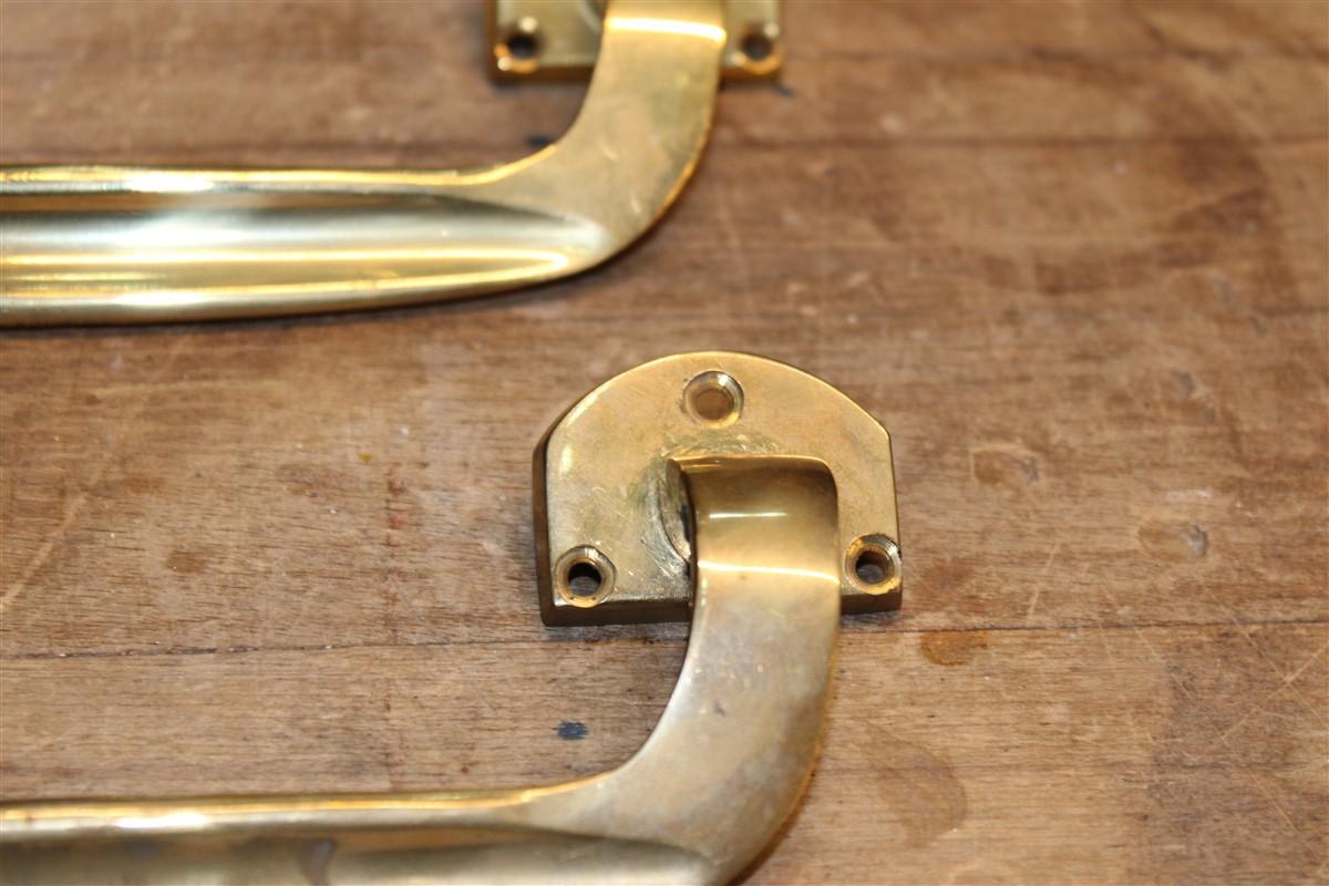 Pair of Mid-Century Italian Solid Brass Handles, 1950s In Good Condition For Sale In Palermo, Sicily