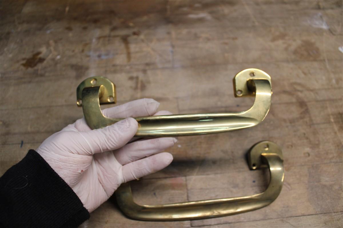 Pair of Mid-Century Italian Solid Brass Handles, 1950s For Sale 1