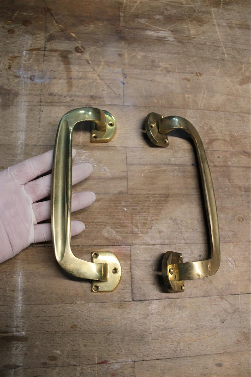 Pair of Mid-Century Italian Solid Brass Handles, 1950s For Sale 2