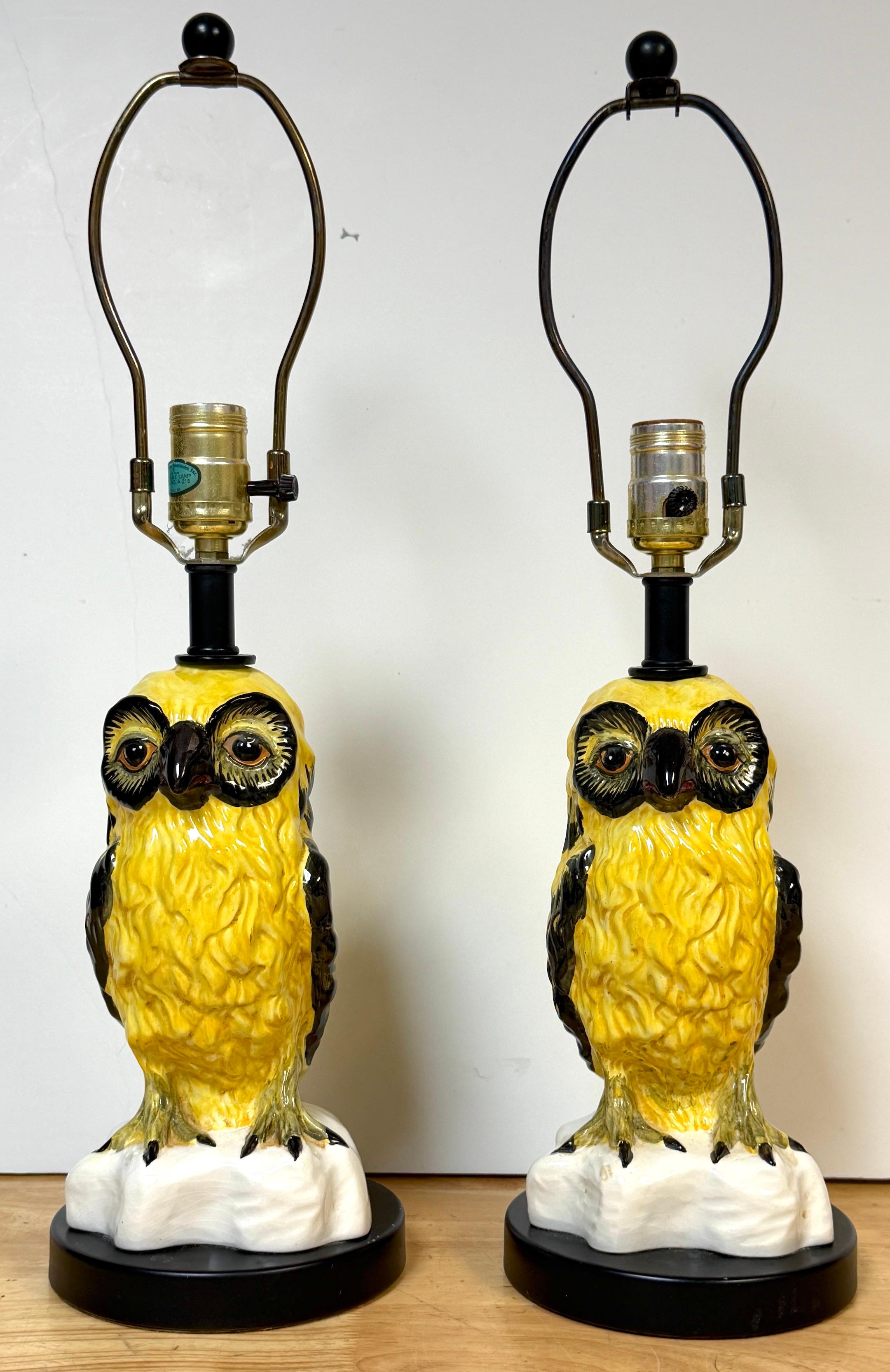Pair of Mid-Century Italian Spectacled Owl Pottery Lamps, 1960s
21