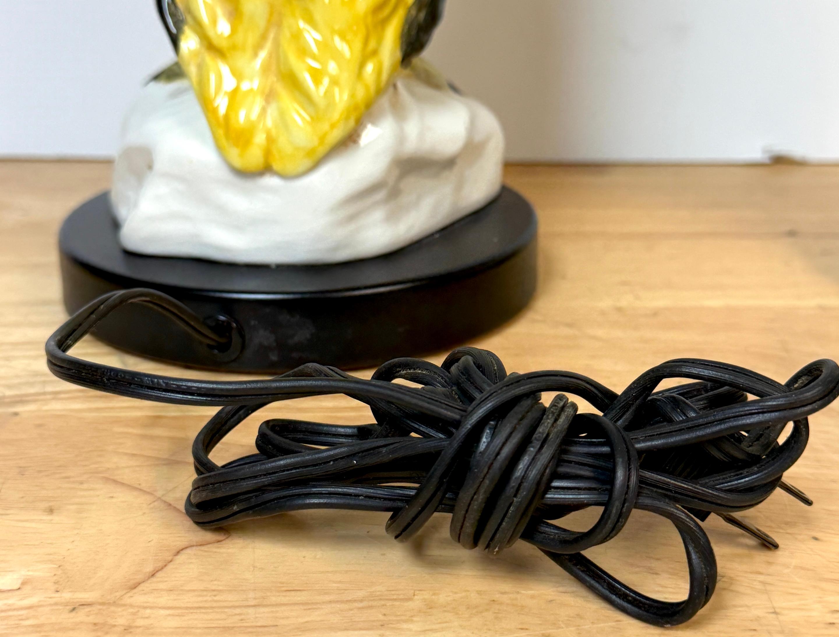 Pair of Mid-Century Italian Spectacled Owl Pottery Lamps, 1960s For Sale 1