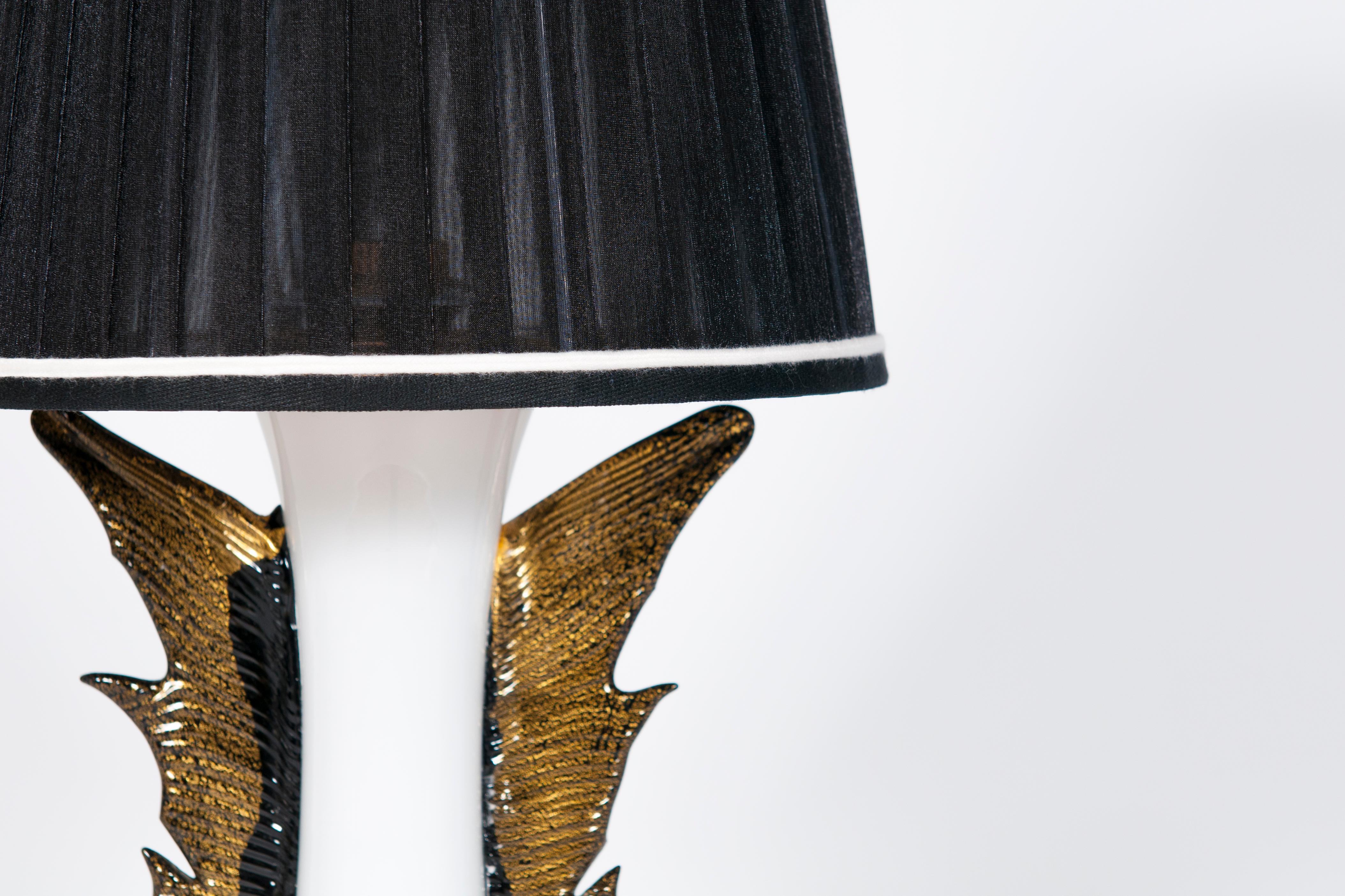 Gold Pair of Mid-Century Italian Table Lamps by Giovanni Dalla Fina for Murano, 1970s For Sale