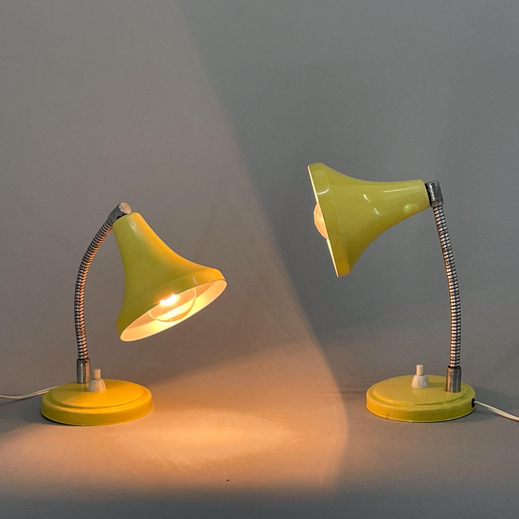 Set of two vintage metal table lamps. Adjustable neck, very light, made in Italy.