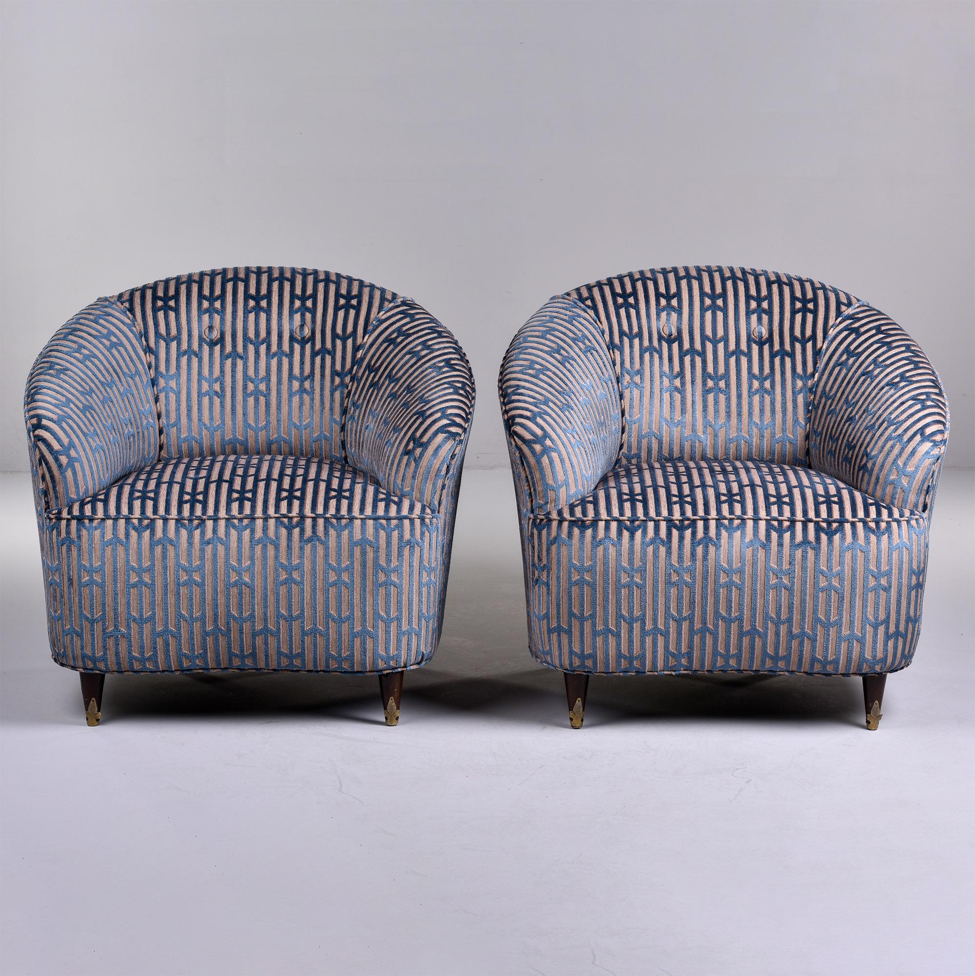 Pair of Mid Century Italian Tub Chairs with New Upholstery In Good Condition In Troy, MI