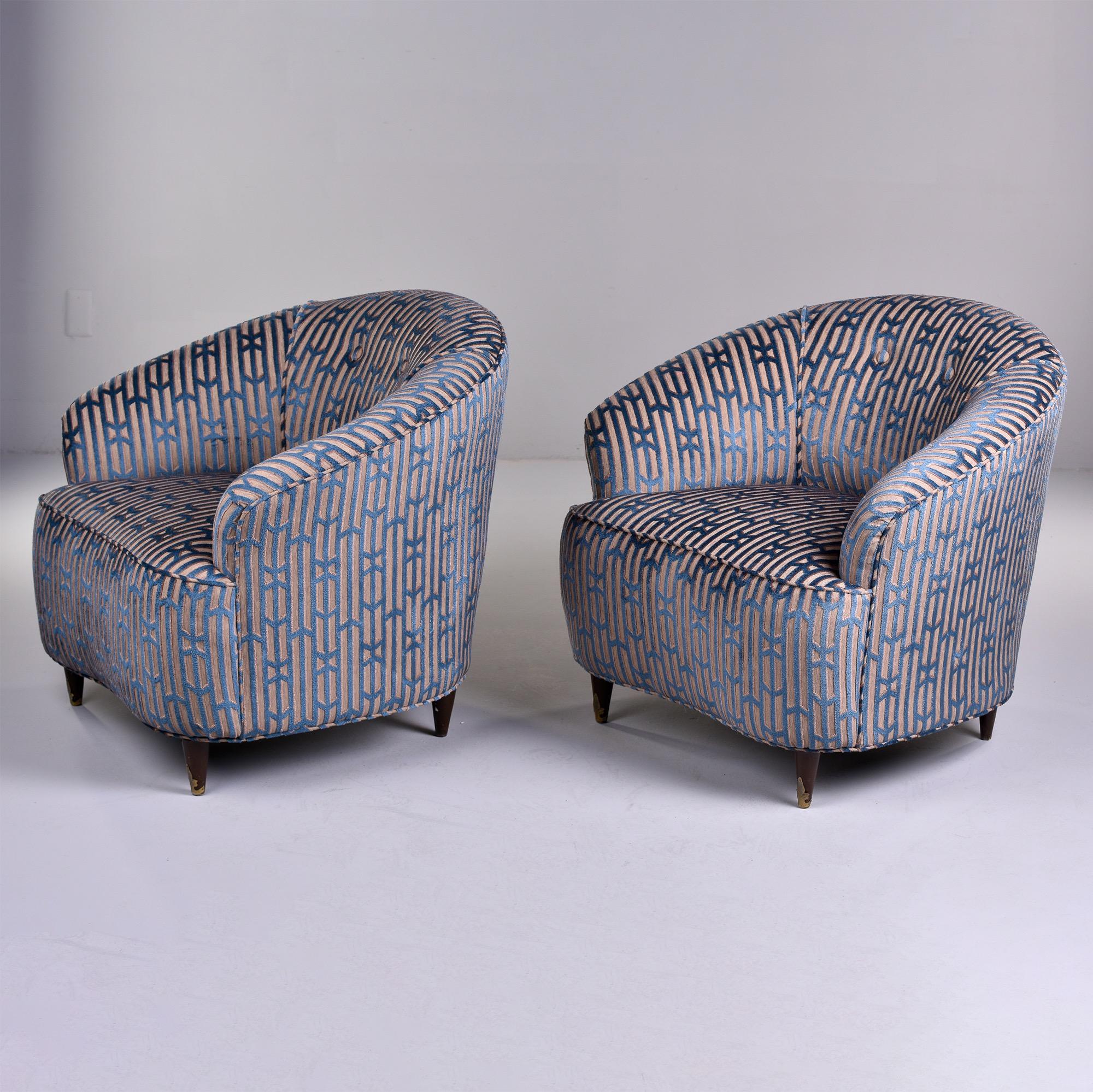 20th Century Pair of Mid Century Italian Tub Chairs with New Upholstery