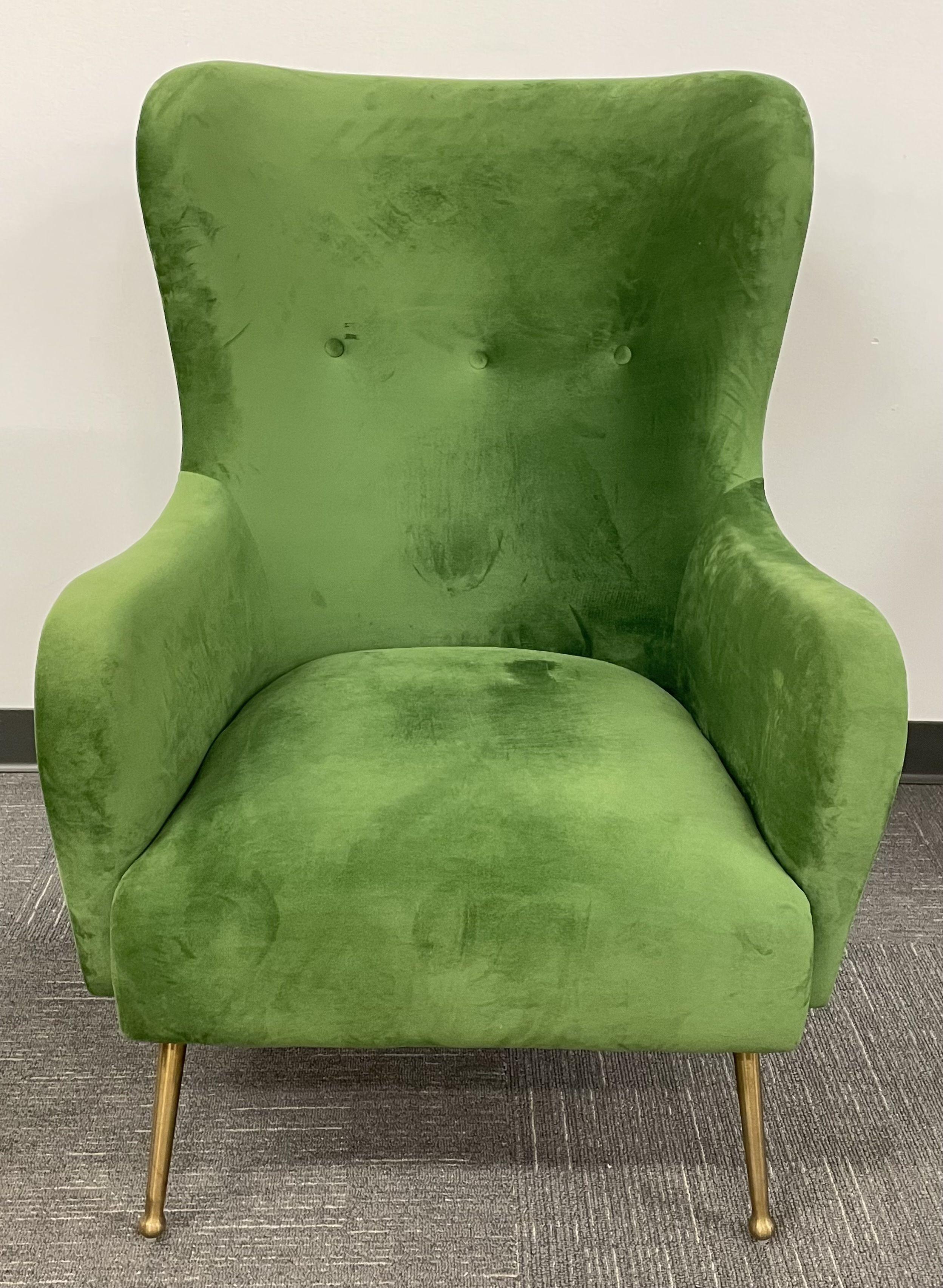 green velvet wing back chair
