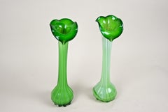 Pair of Mid-Century "Jack In The Pulpit" Cameo Glass Vases, CZ, circa 1950