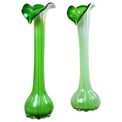 Pair of Mid-Century "Jack In The Pulpit" Cameo Glass Vases, CZ, circa 1950