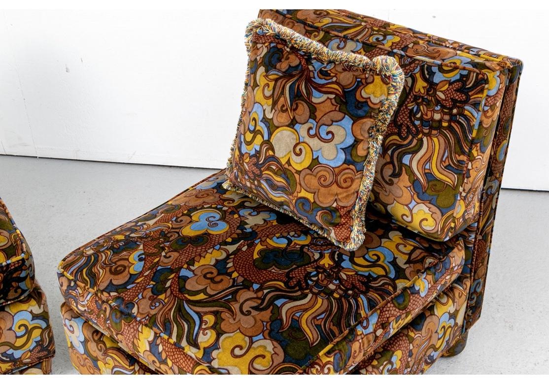 Mid-Century Modern Pair of Mid Century Jack Lenor Larsen Upholstered Slipper Chairs