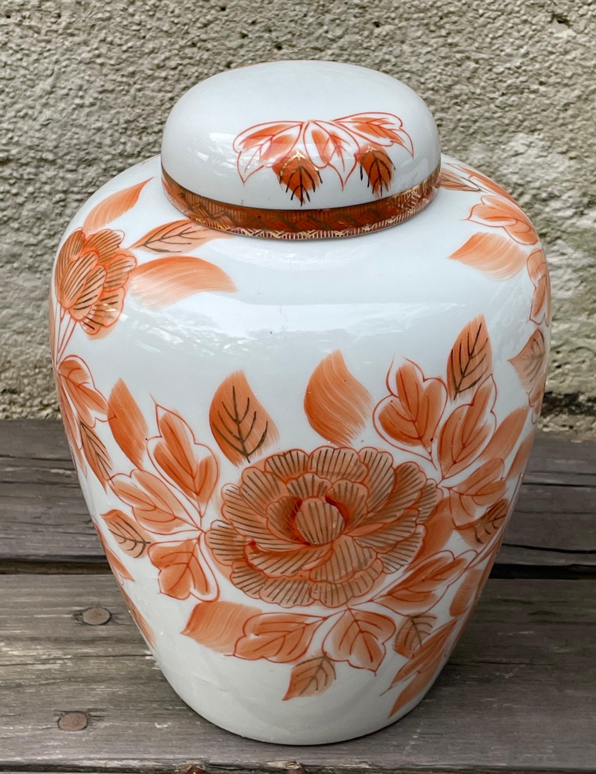 Beautiful pair of porcelain Japanese ginger jars with lids.