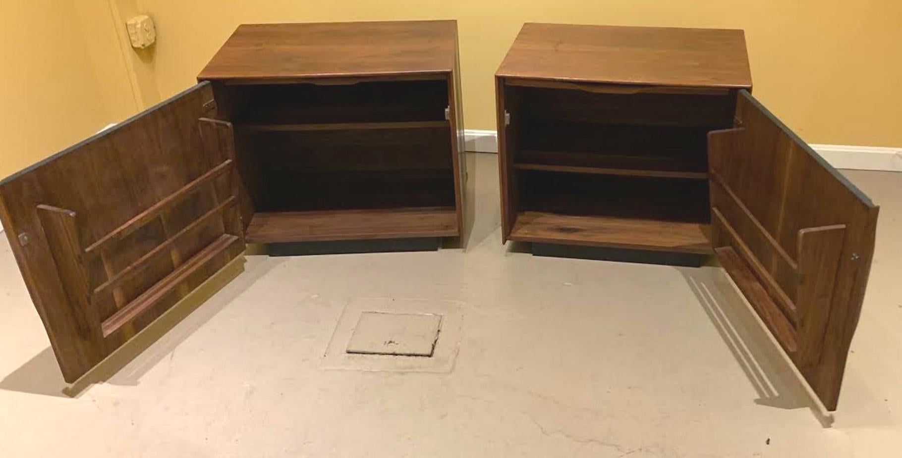 Hand-Crafted Pair of Midcentury John Kapel Walnut Side Tables or Nightstands for Glenn of CA