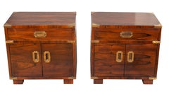 Pair of Midcentury John Stuart Rosewood Campaign Bedside Cabinets