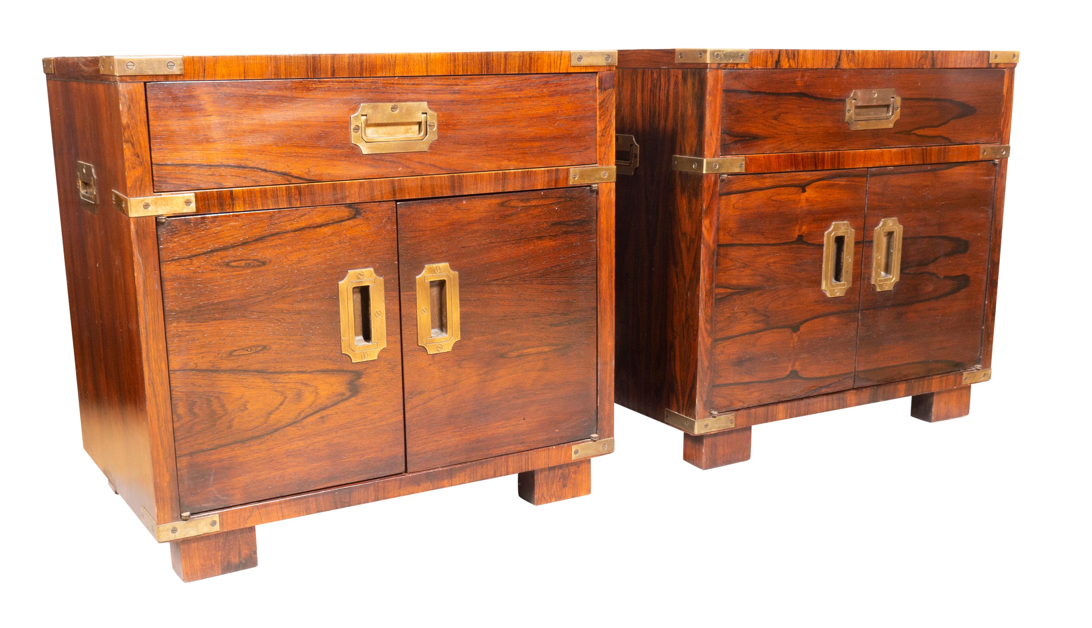 American Pair of Midcentury John Stuart Rosewood Campaign Bedside Cabinets