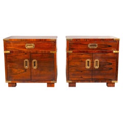Pair of Midcentury John Stuart Rosewood Campaign Bedside Cabinets