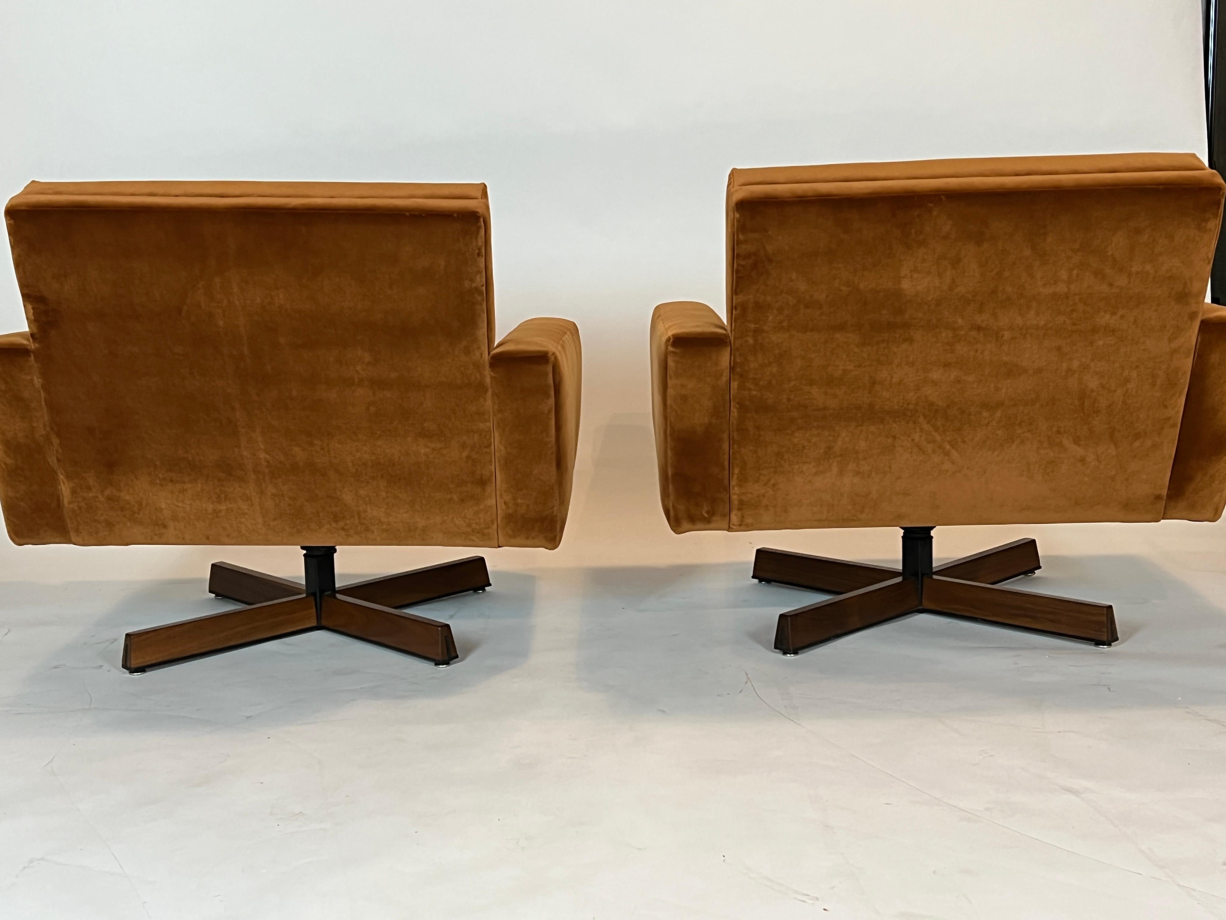 American Pair of Mid-Century John Stuart Velvet Arm Chairs