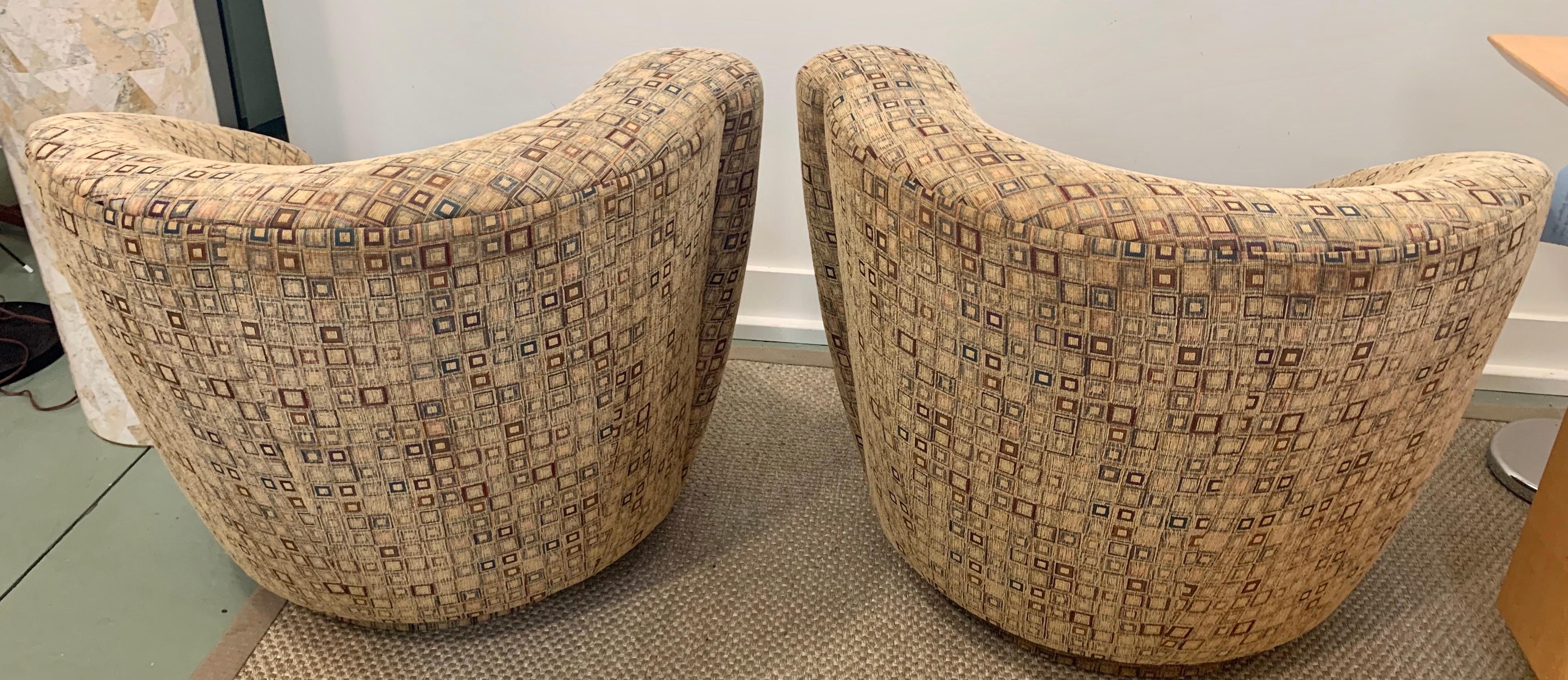 American Pair of Mid Century Kagan Curved Nautilus Swivel Chairs