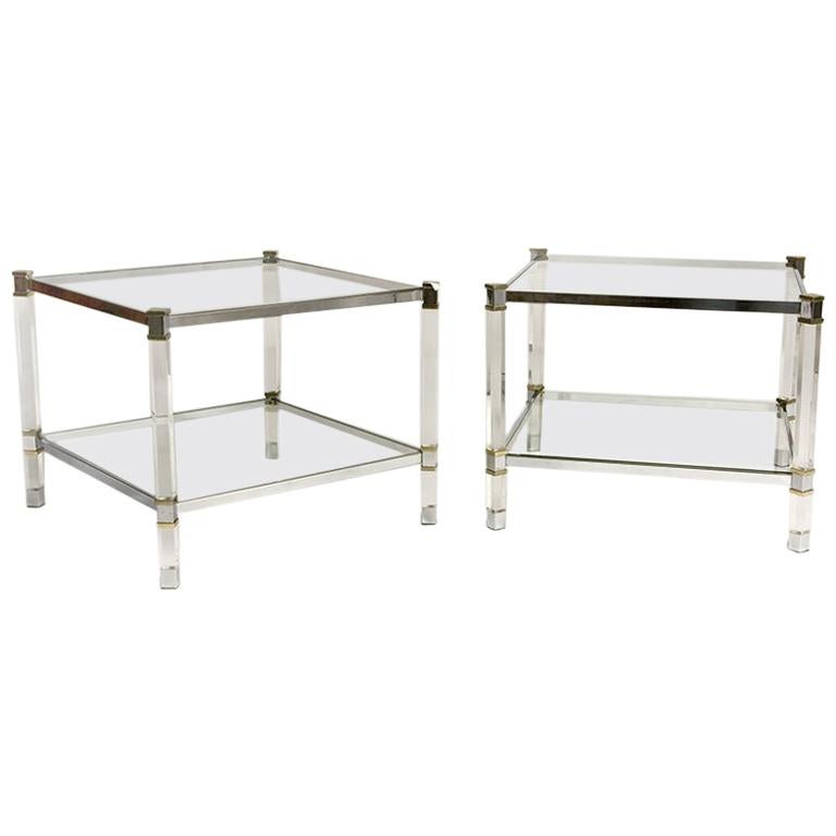 Pair of Mid-Century Karl Springer Lucite Side Tables