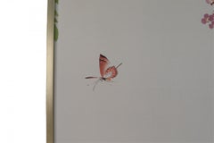 Pair of Mid-Century Koi Fish and Tree Painted Silk Panels