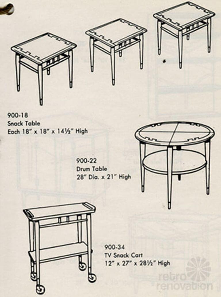 Pair of Mid Century Lane Furniture Acclaim Series Snack Tables 2
