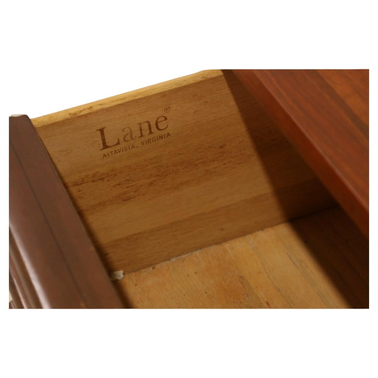 American Pair of Mid century Lane rhythm 2 drawer walnut nightstands For Sale