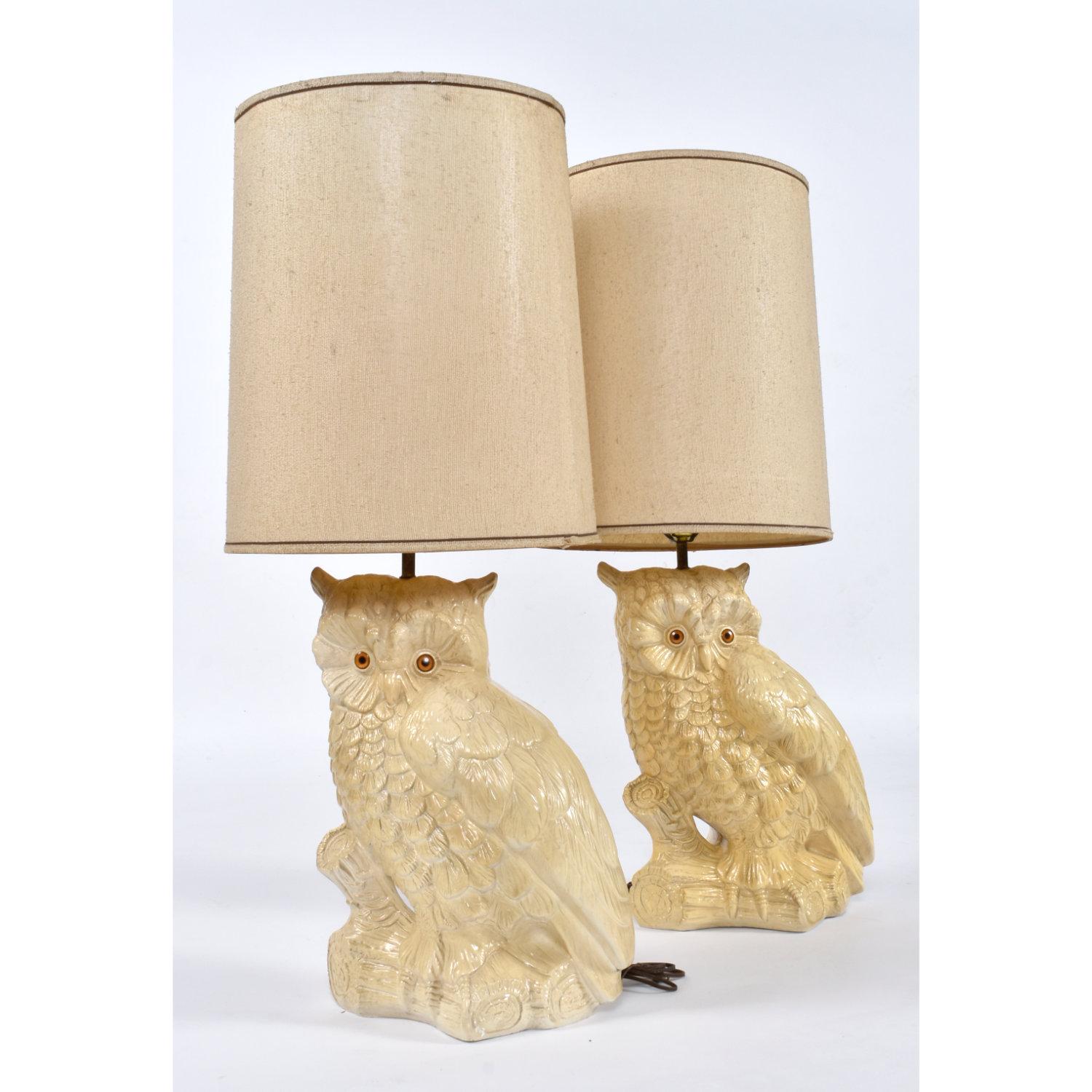 chalkware owl lamp
