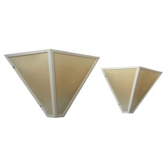 Pair of Mid-Century Large White Wall Sconces by Metalarte, 1980s