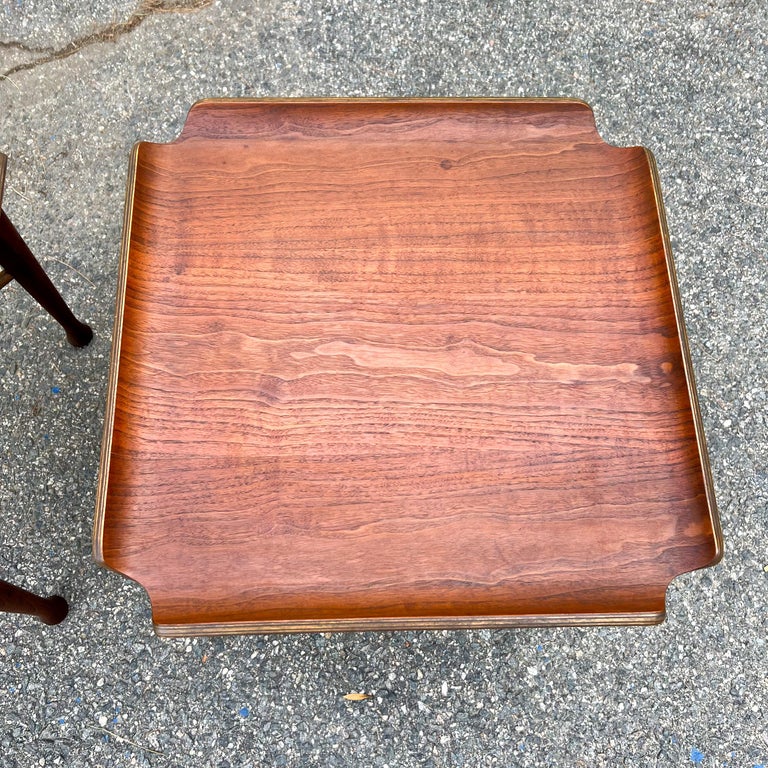 Pair of Mid-Century Lawrence Peabody Walnut Side / End Tables For Sale 7