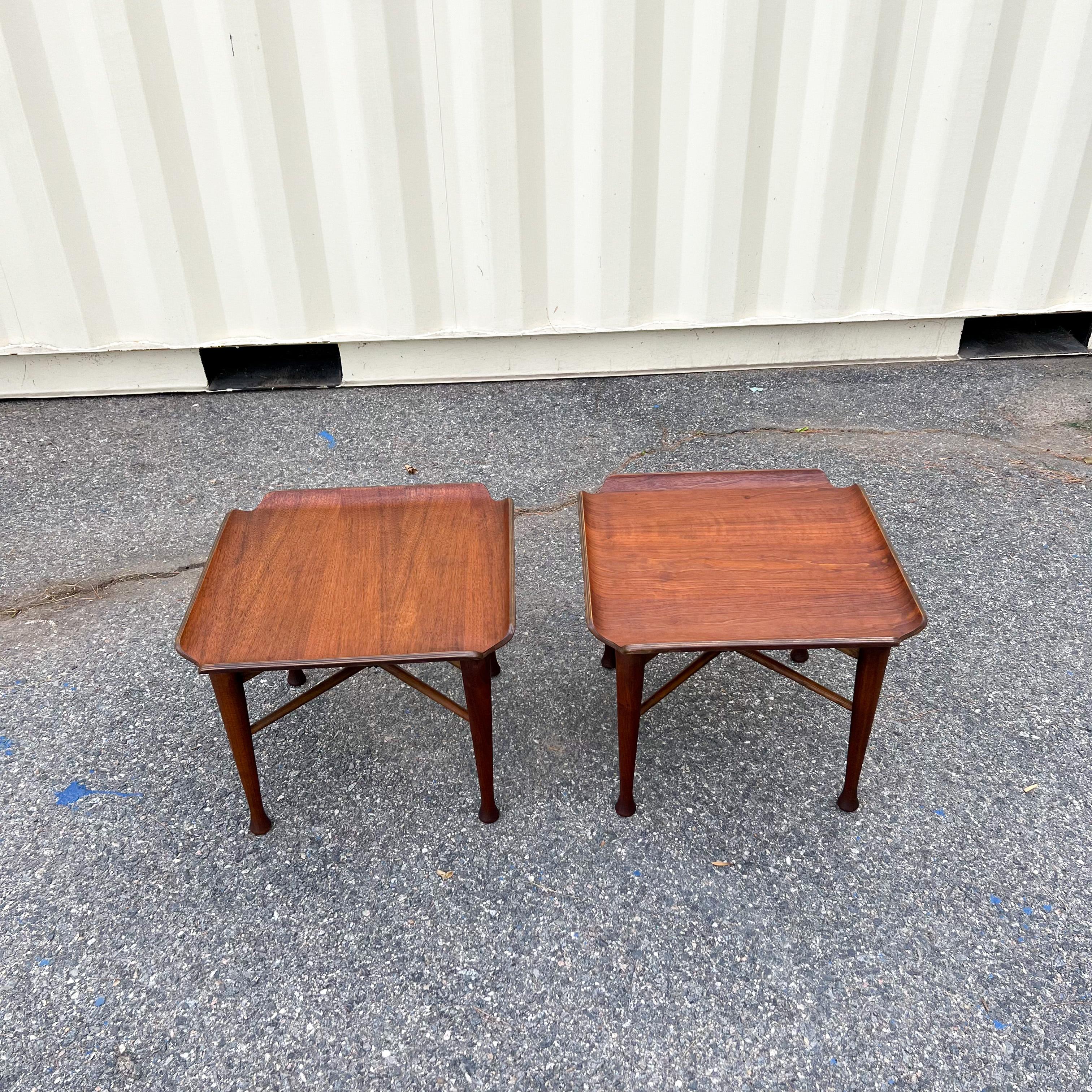 Pair of Mid-Century Lawrence Peabody Walnut Side / End Tables In Good Condition In Asheville, NC