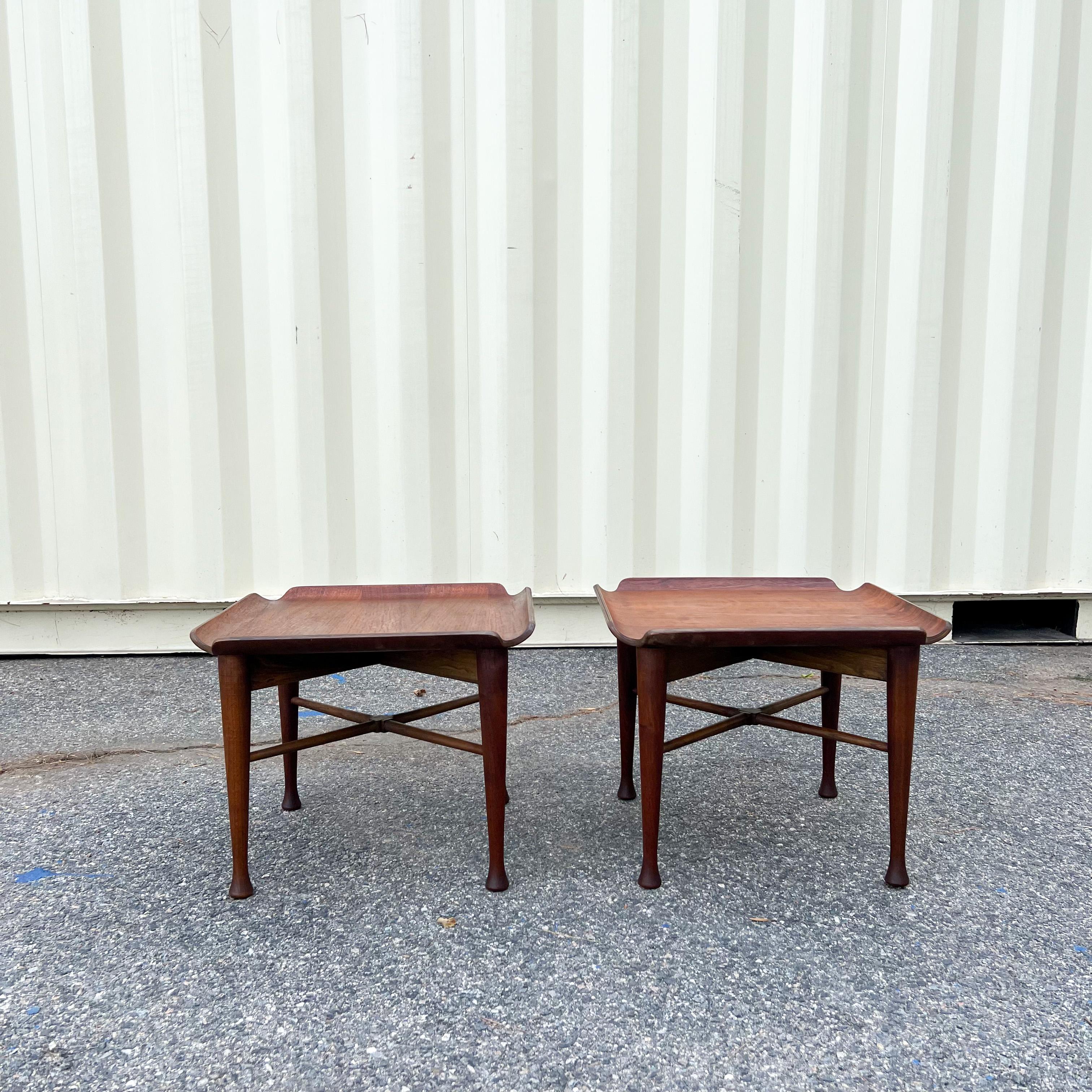 Mid-20th Century Pair of Mid-Century Lawrence Peabody Walnut Side / End Tables
