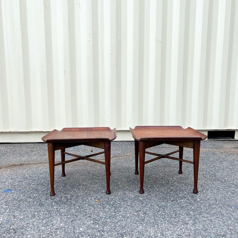 Mid-20th Century Pair of Mid-Century Lawrence Peabody Walnut Side / End Tables For Sale