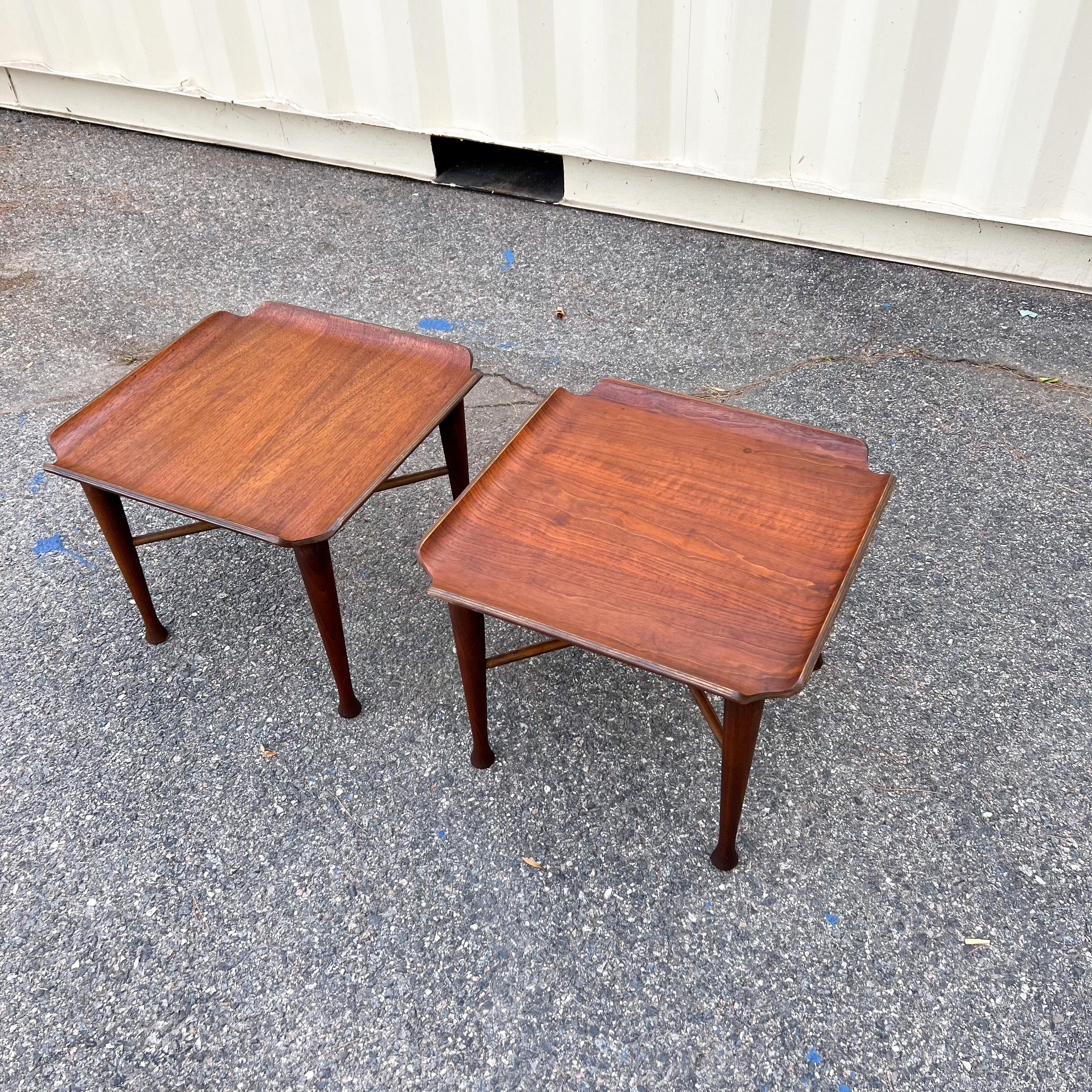Pair of Mid-Century Lawrence Peabody Walnut Side / End Tables 1