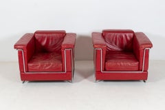 Pair of Mid Century Leather Armchairs
