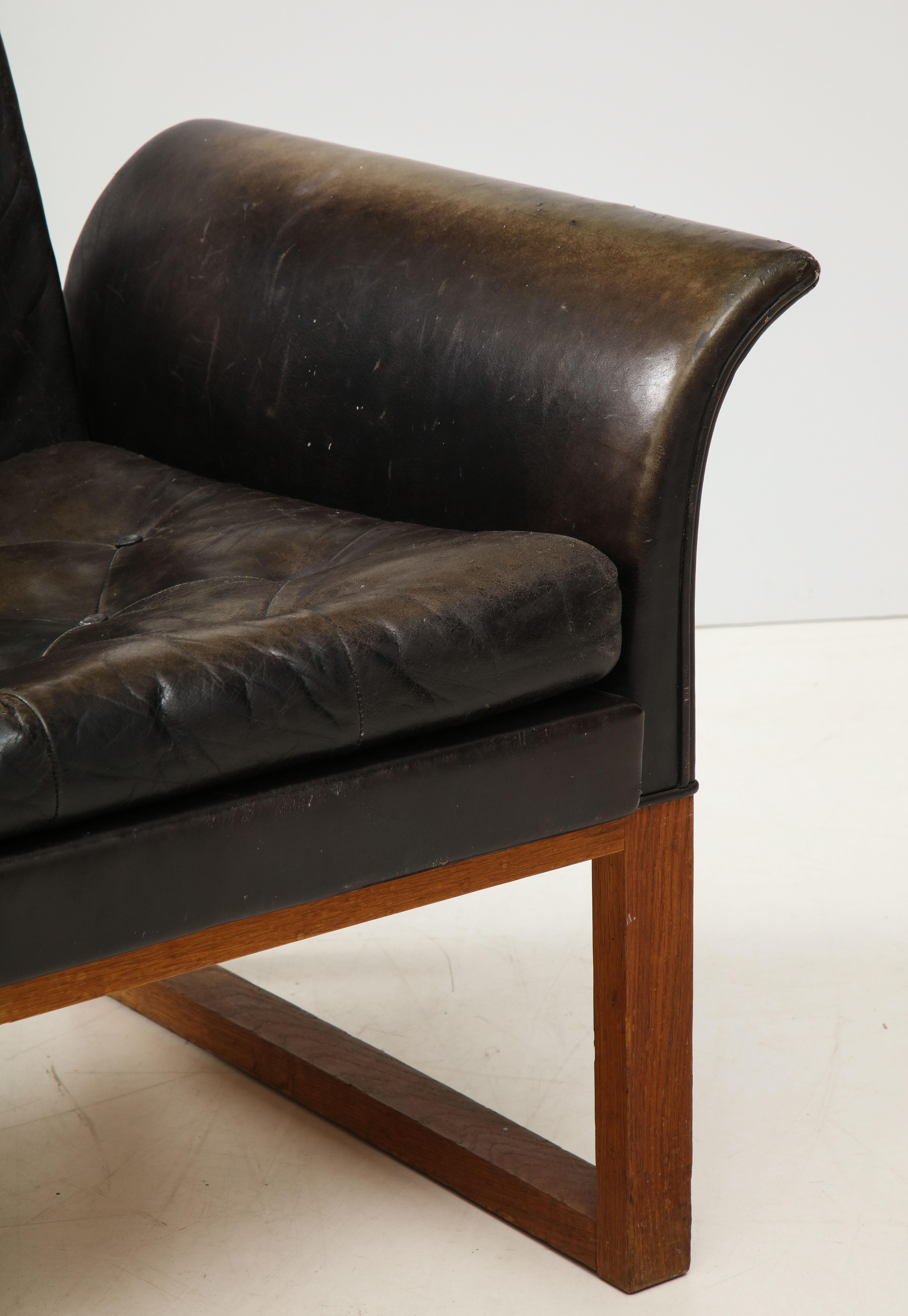 Pair of Rare Mid-Century Leather Club Chairs, Sweden, circa 1950s 1