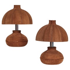 Pair of Mid-Century Leather French Table Lamps