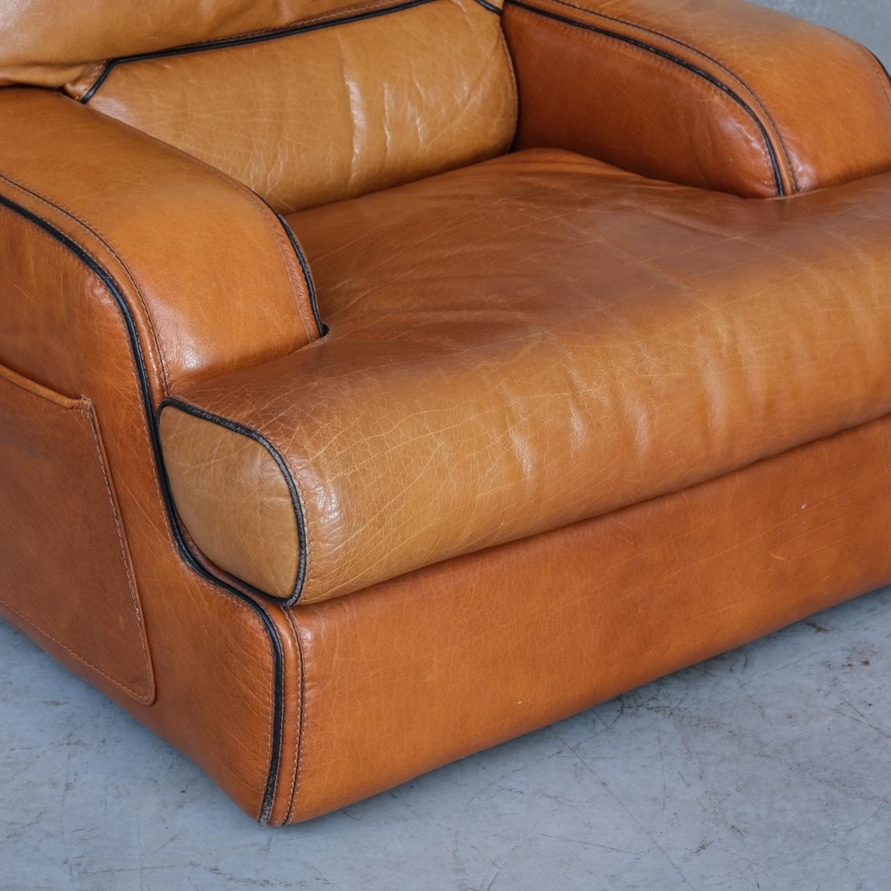 Pair of Mid-Century Leather Large Armchairs 4