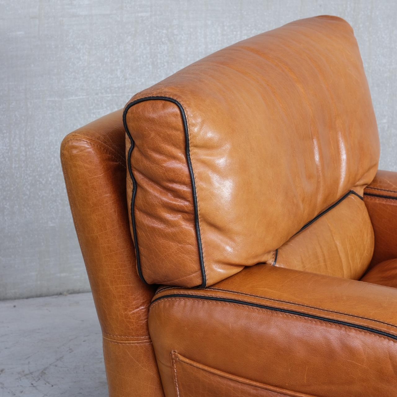 Pair of Mid-Century Leather Large Armchairs In Good Condition In London, GB