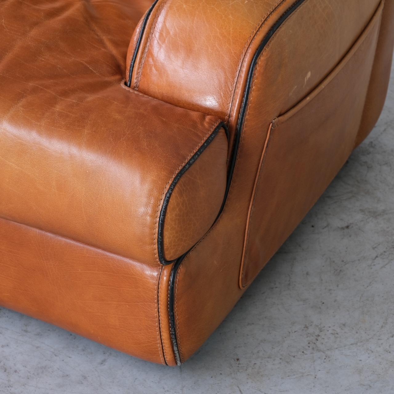 Late 20th Century Pair of Mid-Century Leather Large Armchairs
