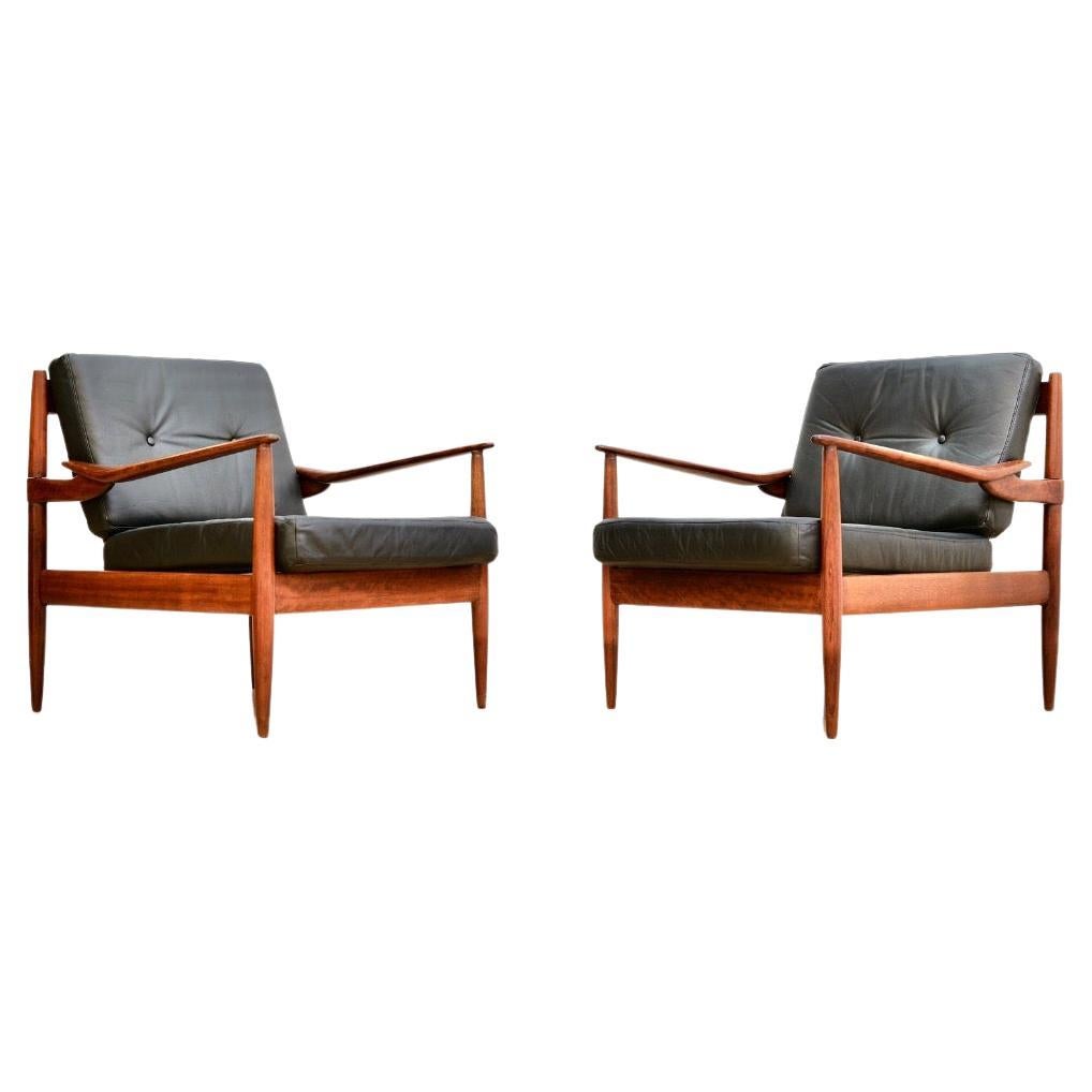 Pair of Mid Century Leather
Rosewood Lounge Chairs by Beka