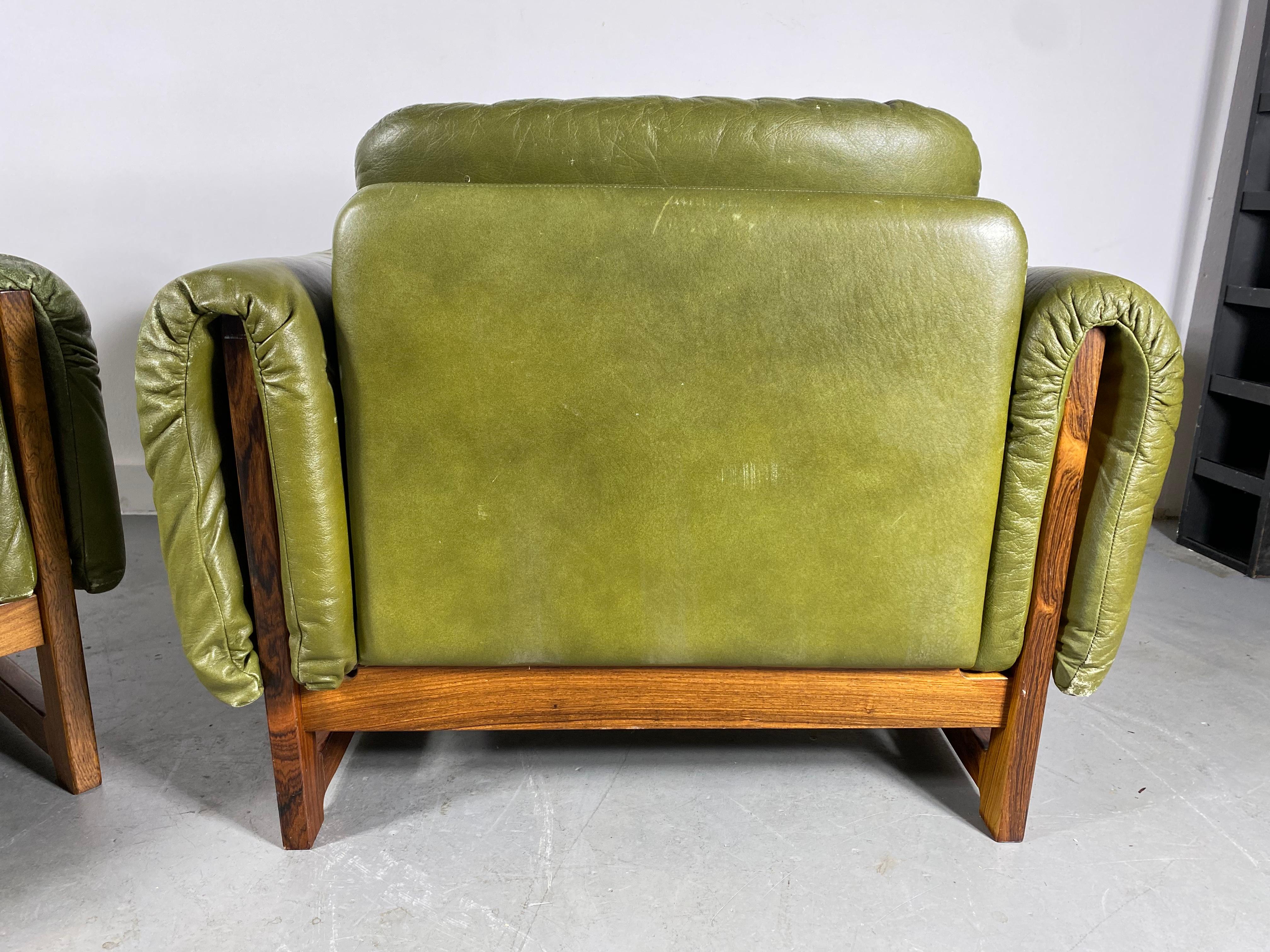 Pair of Midcentury Leather /Rosewood Lounge Chairs by Risto Halme Finland, 1960s 2