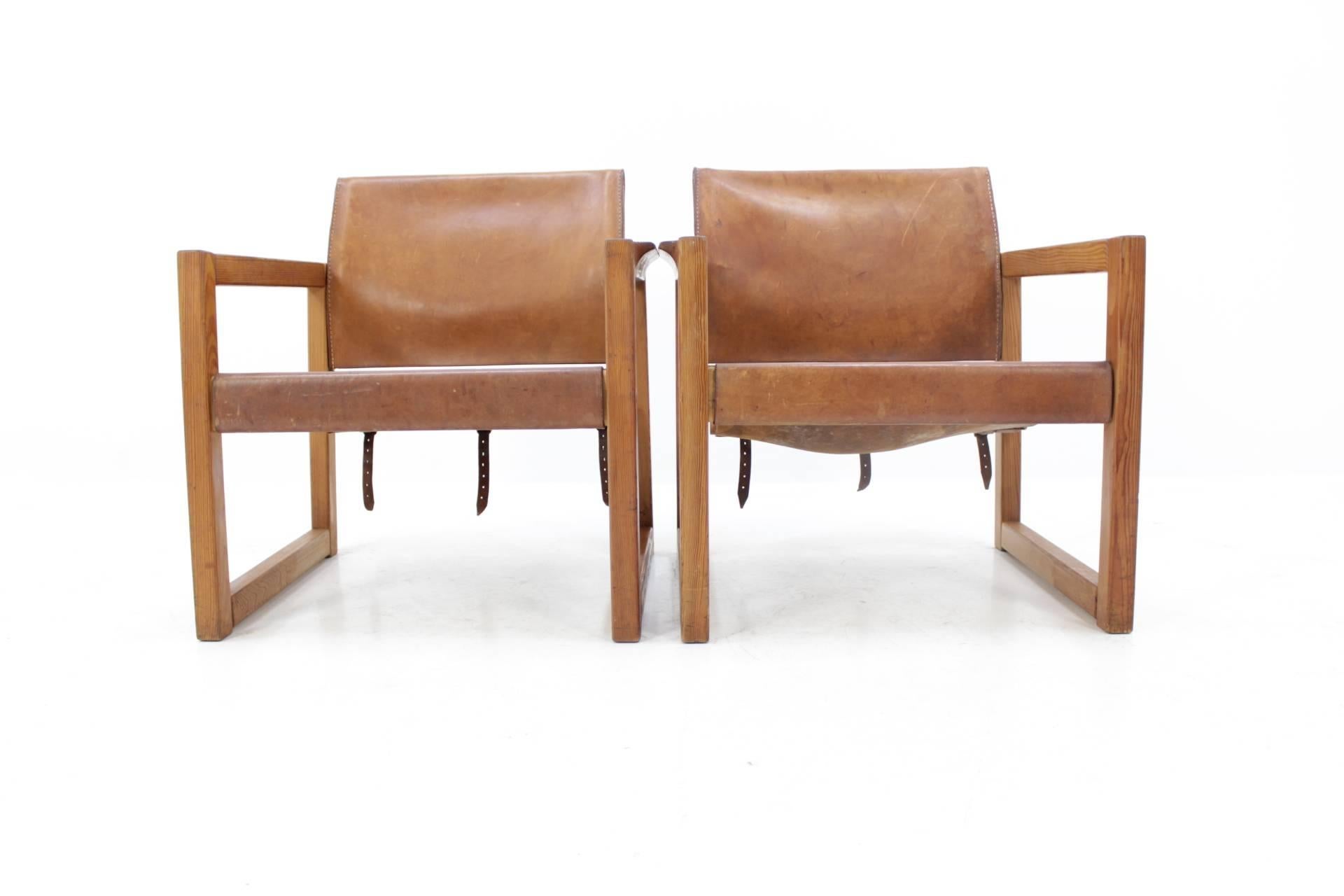 Pair of Midcentury Leather Safari Chairs Designed by Karin Mobring, 1970s 2